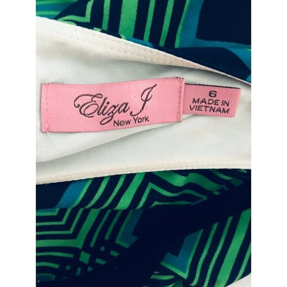 Eliza J Dress Womens 6 Multicolor Geometric Print Jersey Knit Retro Y2K Boho - Picture 5 of 5